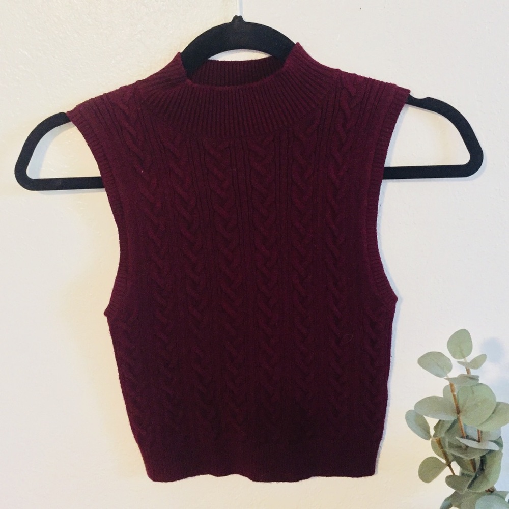 Mock neck sweater top.
